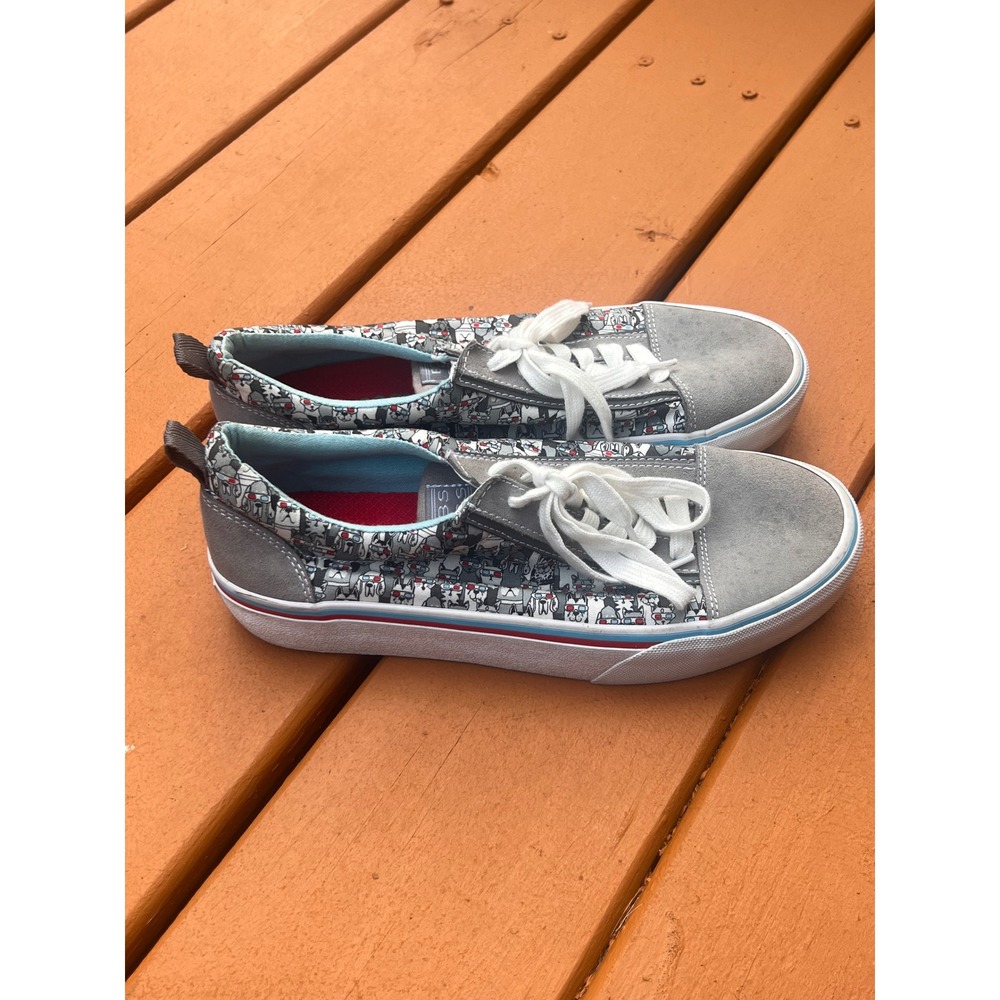 BOBS from Skechers Dogs in 3D Glasses Grey Suede Canvas Sneakers Womens 9 Mens 6 - Picture 3 of 9